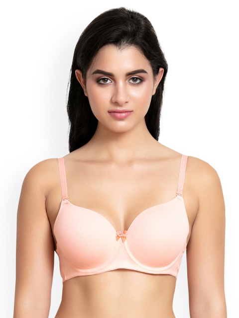 

Zivame Peach-Coloured Solid Underwired Lightly Padded T-shirt Bra
