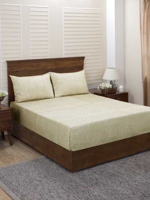 

MASPAR Beige Abstract 400 TC Cotton 1 King Bedsheet with 2 Pillow Covers