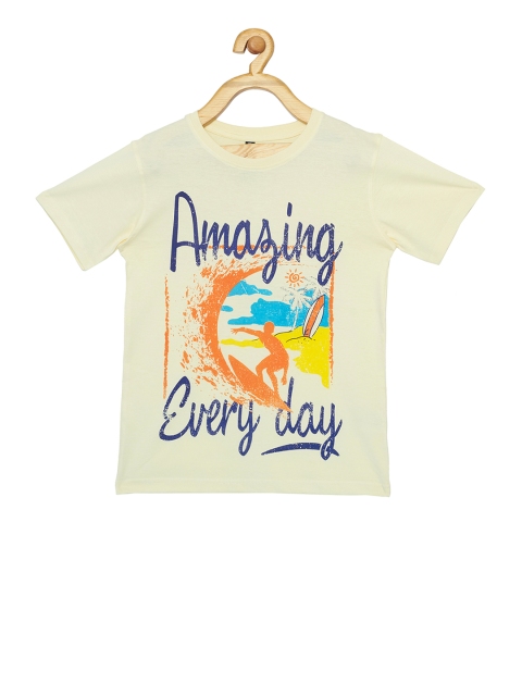 

Maniac Boys Off-White Printed Round Neck T-shirt