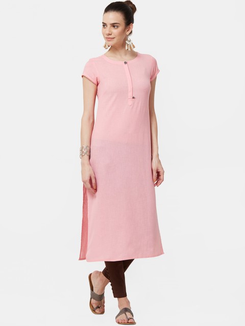 

Naari Women Pink Solid Straight Kurta