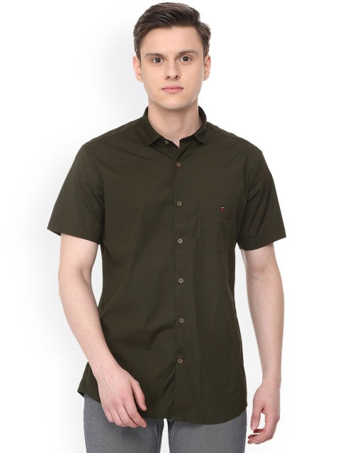 

Louis Philippe Men Olive Green Slim Fit Solid Casual Shirt