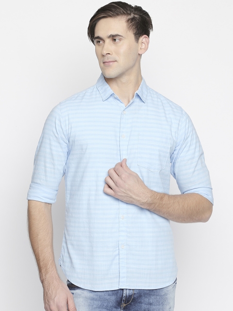

BYFORD by Pantaloons Men Blue Slim Fit Striped Casual Shirt