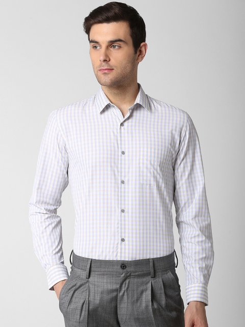 

Peter England Men Blue & White Slim Fit Checked Formal Shirt