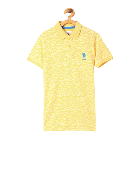 

U.S. Polo Assn. Kids Boys Yellow Printed Polo Collar T-shirt