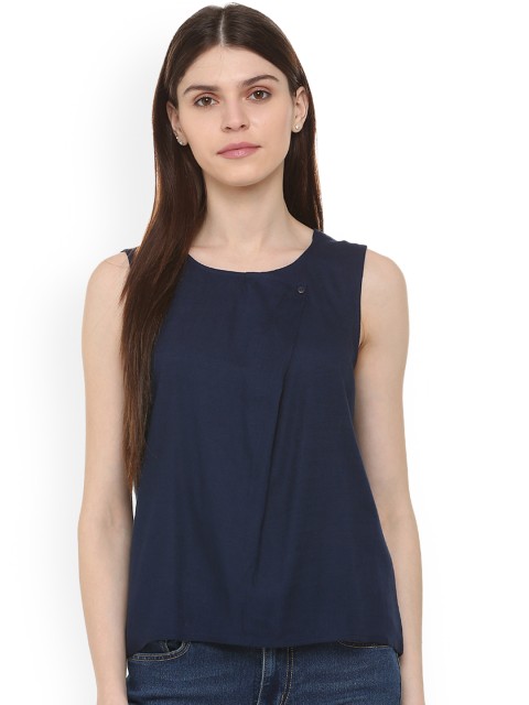 

People Women Navy Blue Solid Top