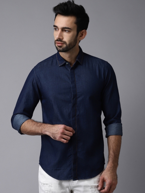 

Bene Kleed Men Navy Blue Smart Slim Fit Solid Casual Shirt