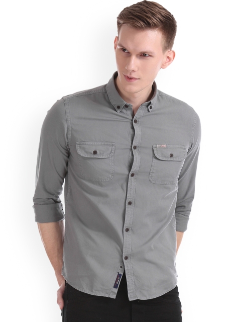 

U.S. Polo Assn. Denim Co. Men Grey Slim Fit Solid Casual Shirt