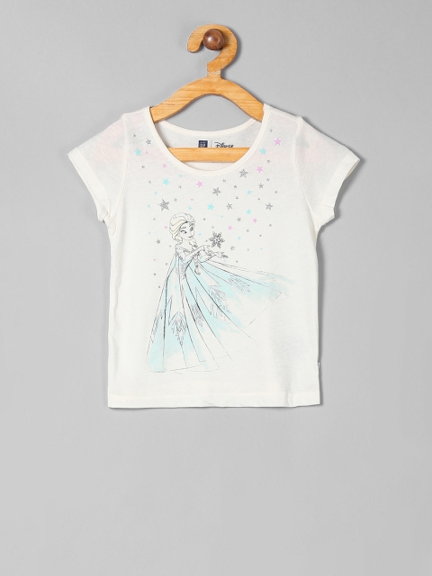 

GAP Girls White Printed T-Shirt