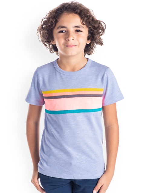 

Cherry Crumble Boys Blue Striped Round Neck T-shirt