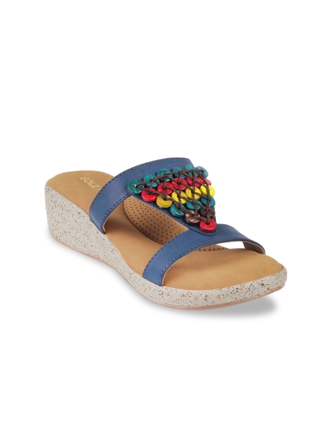 

SOLE HEAD Women Blue Embellished Sandals
