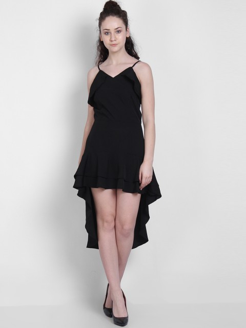 

LA LOFT Women Black Solid Fit and Flare Dress