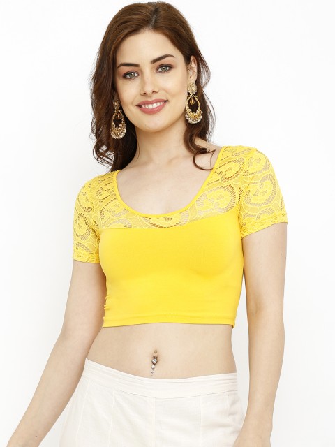 

SALWAR STUDIO Women Yellow Solid Stretchable Saree Blouse