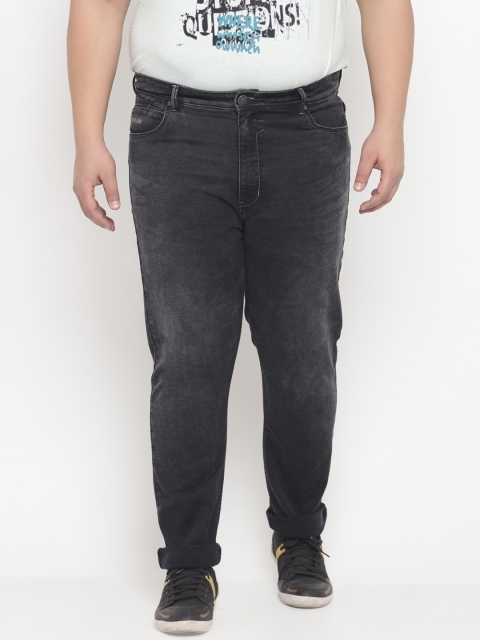 

John Pride Plus Size Men Charcoal Grey Regular Fit Mid-Rise Clean Look Jeans