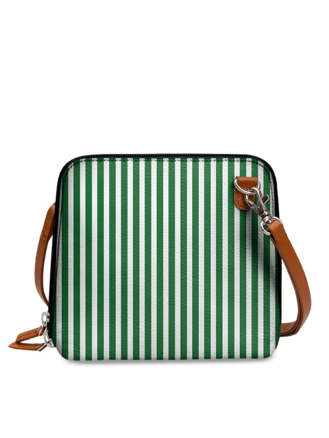 DailyObjects Green & White Striped Sling Bag