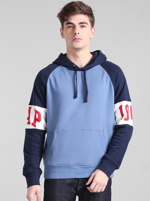 

GAP Men Printed Hooded Sweatshirt, Blue