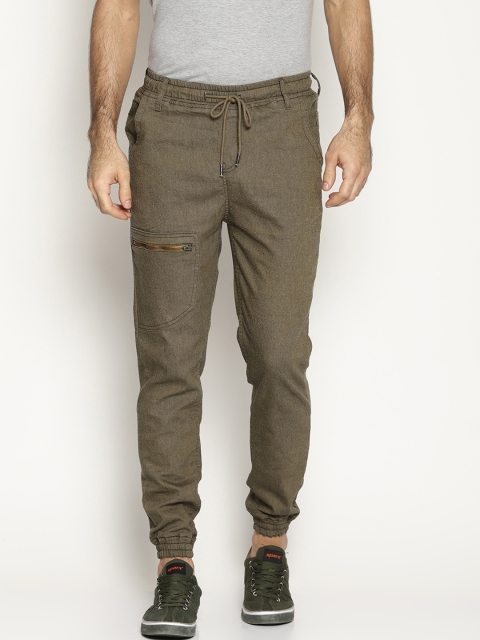 IVOC Men Khaki Jogger Mid-Rise Clean Look Stretchable Jeans
