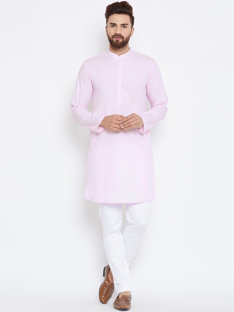

See Designs Men Pink Solid Straight Kurta