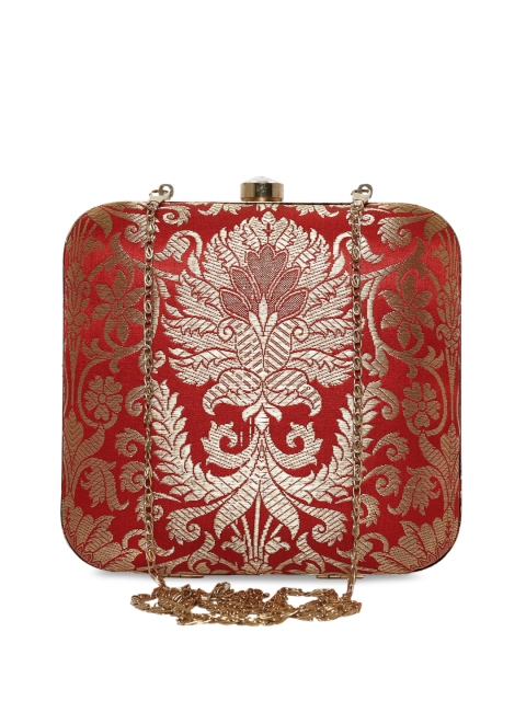 

TJORI Red Printed Clutch