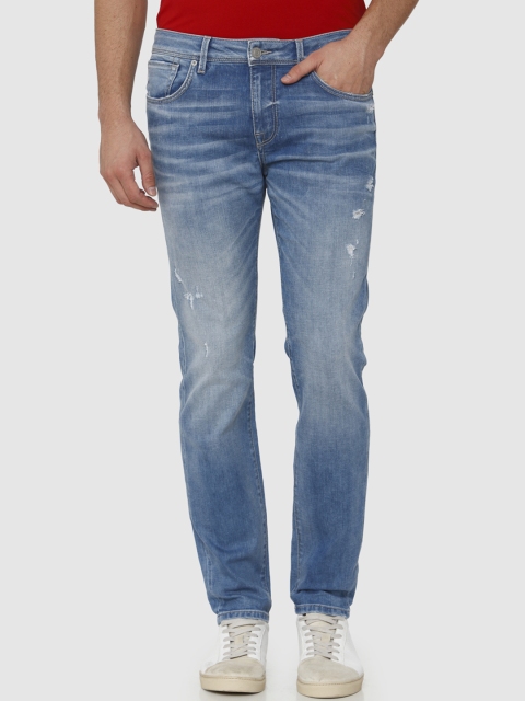

SELECTED Men Blue Slim Fit Mid-Rise Low Distress Jeans