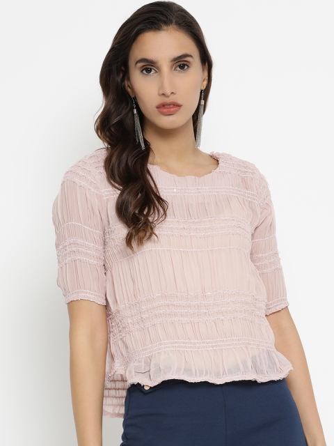 

Kazo Women Pink Self Design High-Low Top