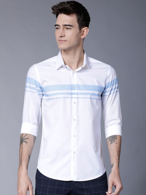 

Black coffee Men White Slim Fit Solid Casual Shirt