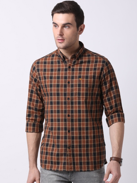 

THE BEAR HOUSE Men Brown & Black Slim Fit Checked Casual Shirt