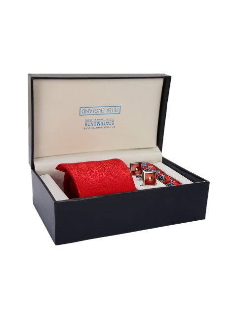 

Peter England Men Red & Silver-Toned Accessory Gift Set