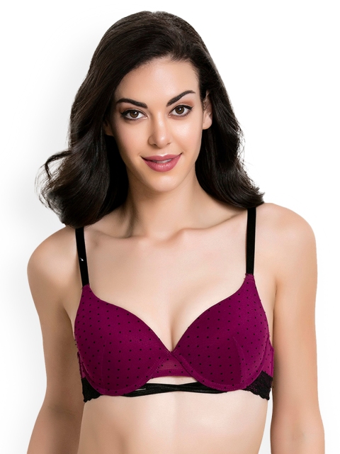 

Zivame Purple Printed Underwired Heavily Padded Push-Up Bra ZI1473FASHEPURP