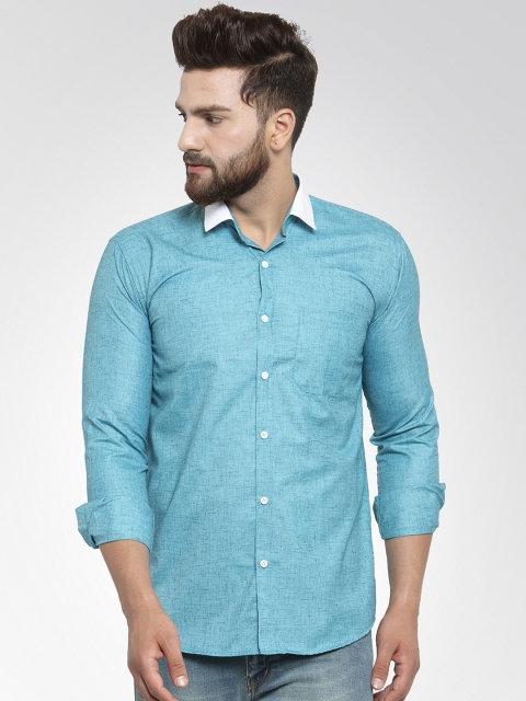 

JAINISH Men Turquoise Blue Classic Slim Fit Solid Casual Shirt