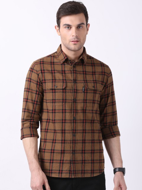 

THE BEAR HOUSE Men Brown & Black Slim Fit Checked Casual Shirt