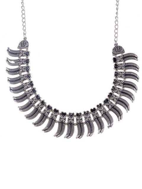 

Silvermerc Designs Silver-Toned & Black German Silver Silver-Plated Oxidised Necklace