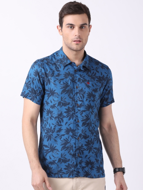 

THE BEAR HOUSE Men Blue Club Slim Fit Printed Casual Shirt