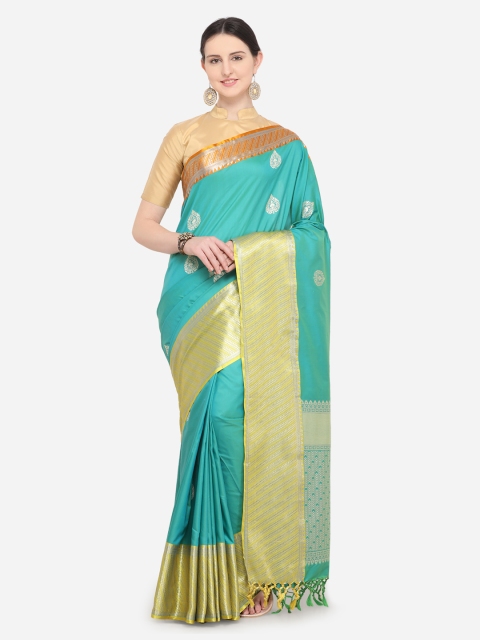

Varkala Silk Sarees Sea Green Silk Blend Woven Design Banarasi Saree