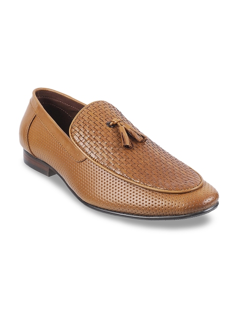 

Metro Men Tan Brown Leather Formal Slip-Ons