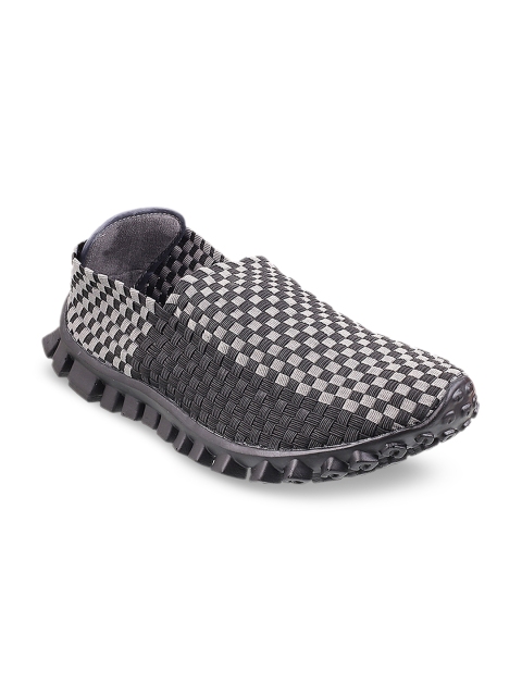 

Metro Men Black & White Woven Design Slip-On Sneakers