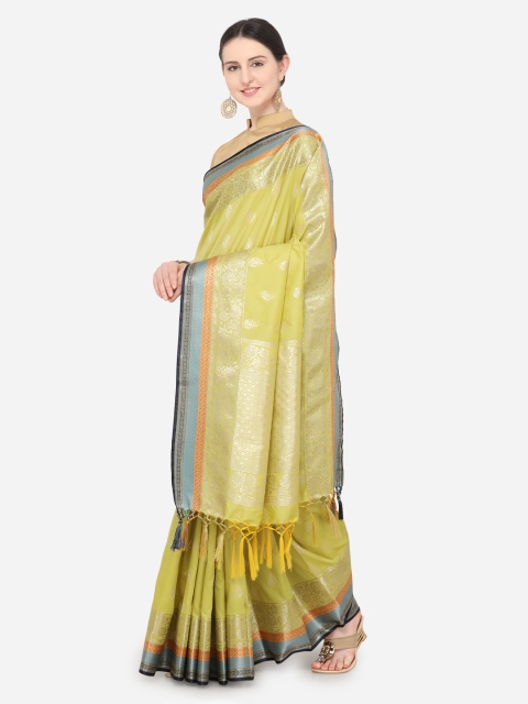 

Varkala Silk Sarees Yellow Silk Blend Woven Design Banarasi Saree