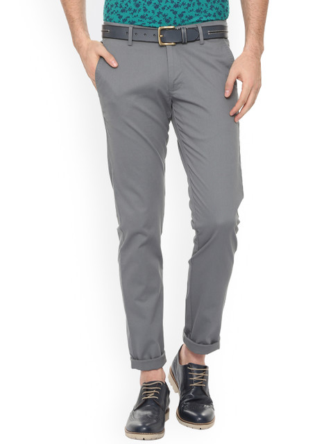 

Allen Solly Men Grey Slim Fit Solid Regular Trousers