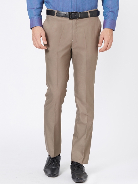 

Solemio Men Khaki Straight Fit Solid Formal Trousers