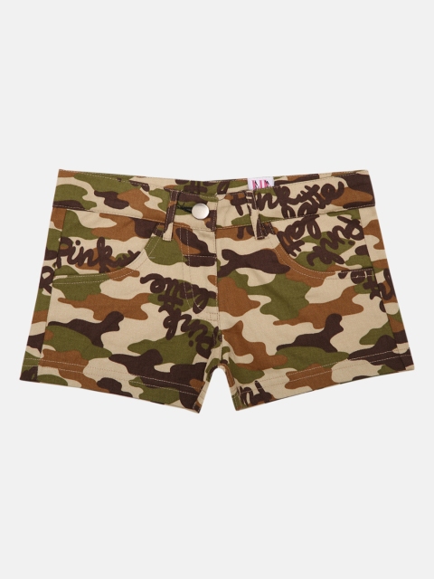 

Lil Orchids Girls Green Printed Regular Fit Hot Pants