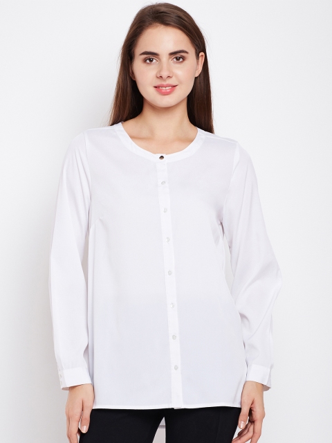 

Oxolloxo Women White Regular Fit Solid Casual Shirt