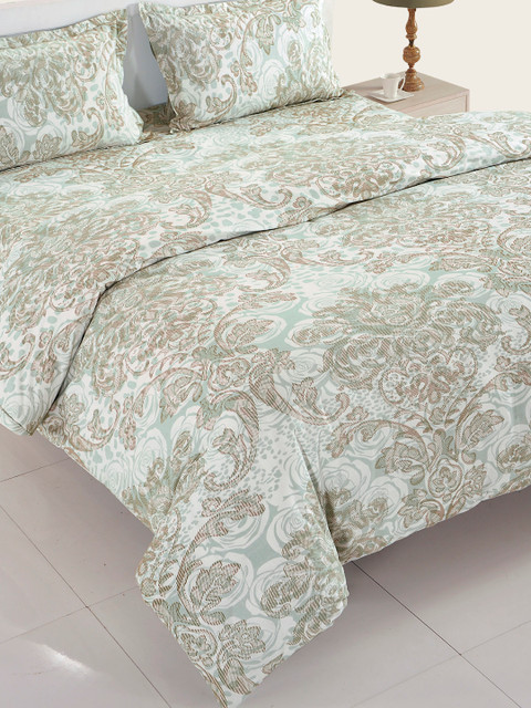 

Swayam White & Grey Cotton 160TC Printed Bedding Set