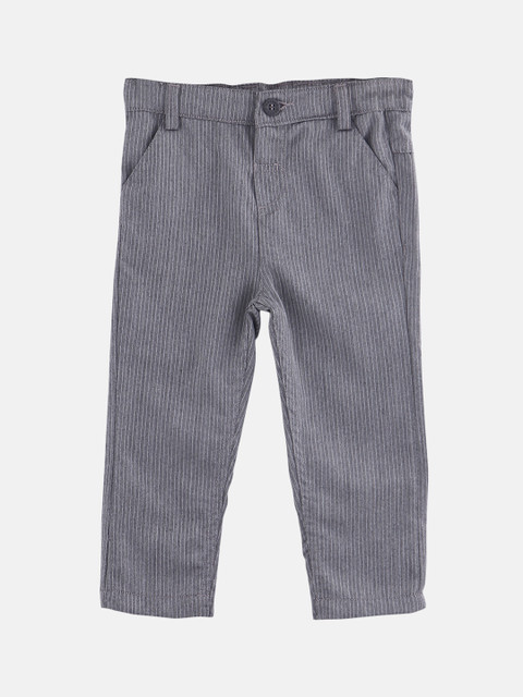 

Beebay Boys Grey Regular Fit Striped Regular Trousers