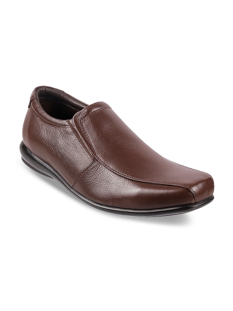 

Metro Men Brown Leather Formal Slip-Ons