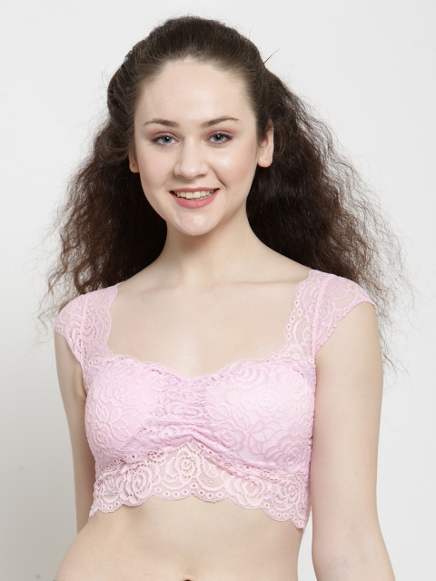 

Friskers Pink Self Design Non-Wired Lightly Padded Bralette Bra O-7038-10-36C