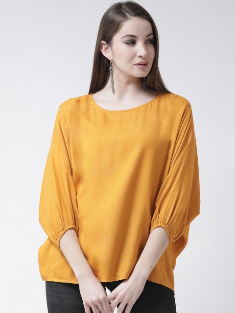 

The Vanca Women Mustard Yellow Solid Boxy Top