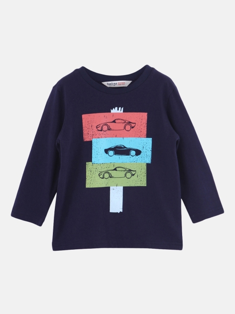 

Beebay Boys Navy Blue Printed Round Neck Pure Cotton T-shirt