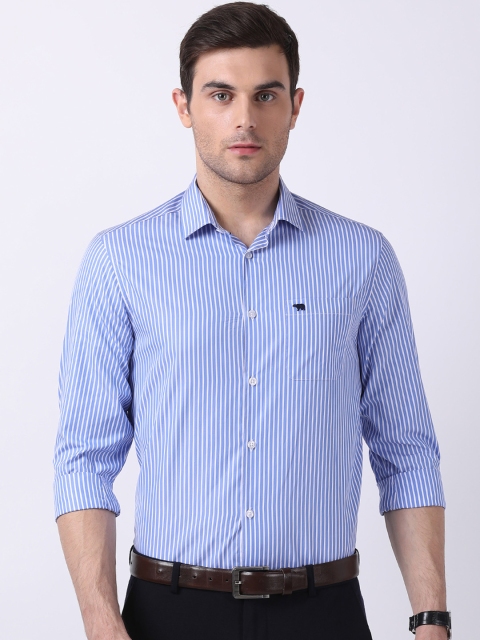 

THE BEAR HOUSE Men Blue Slim Fit Striped Formal Shirt