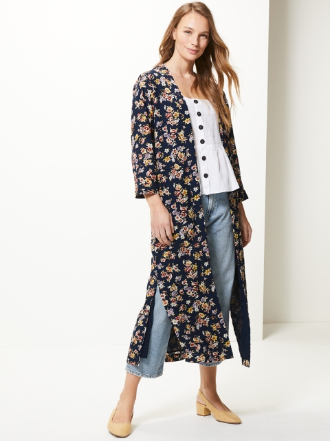 

Marks & Spencer Navy Blue Printed Open Front Shrug