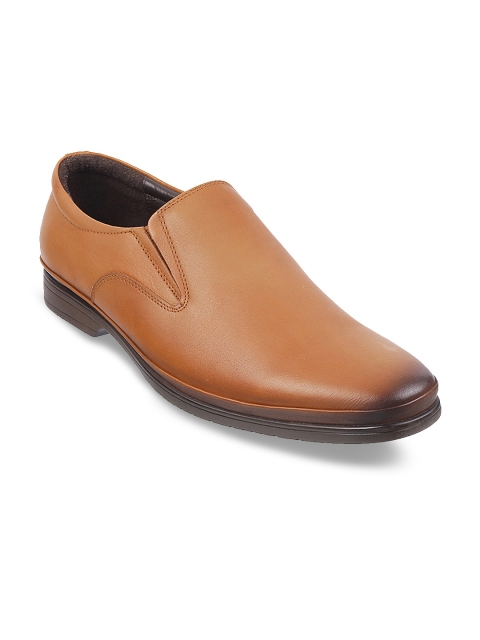 

Metro Men Tan Brown Leather Formal Slip-Ons