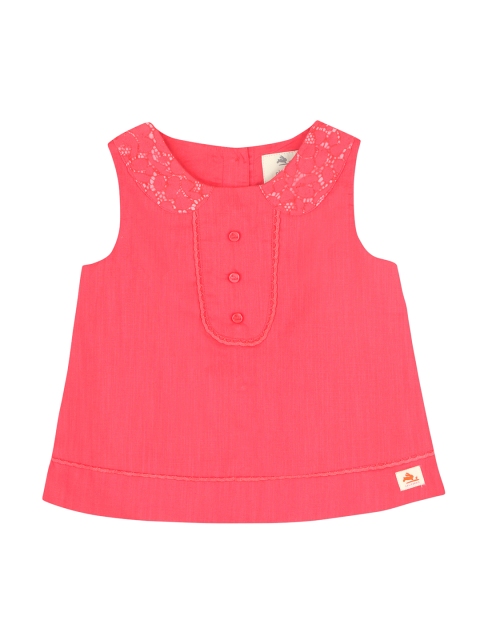 

Cherry Crumble Girls Coral Pink Solid A-Line Top